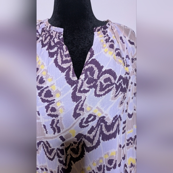 Marie Oliver Women's silk Blouse Top Abstract Print Gauzy Size S Summer Classic - Picture 2 of 8